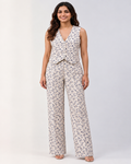 Printed Cotton Dobby Stripe Trouser- Ivory by Blue