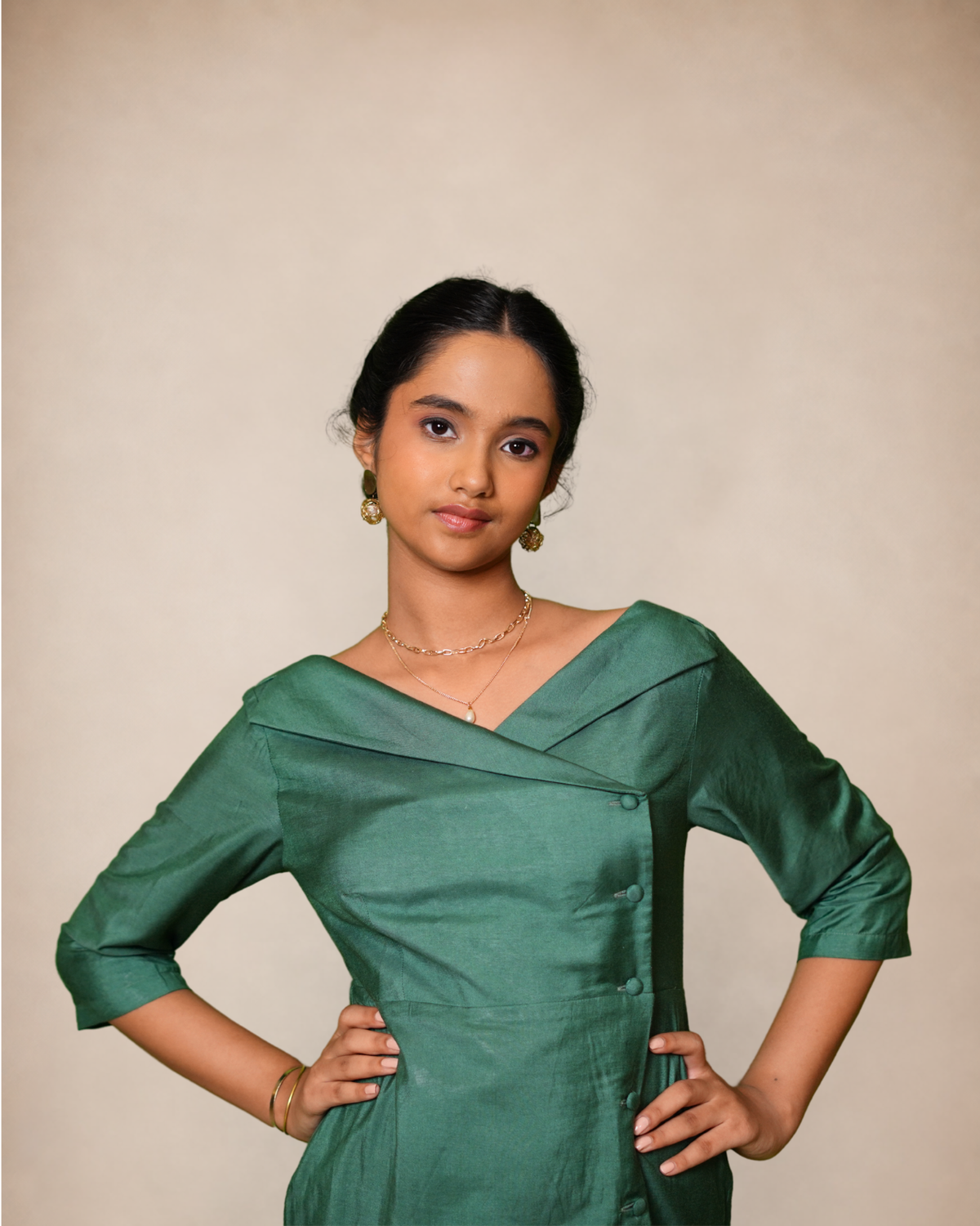 asymmetric collar dress