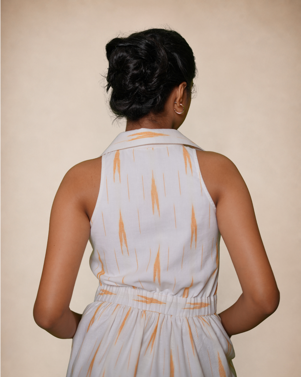 Handloom ikat print summer collared dress