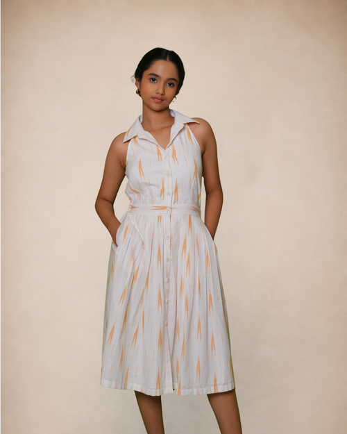 Formal office wear handloom ikat cotton dress