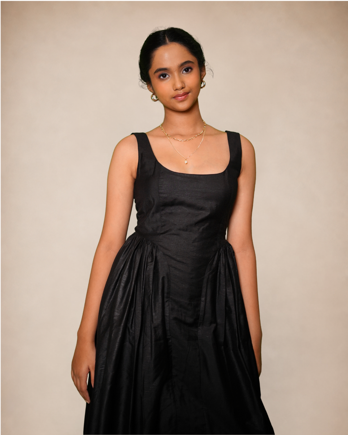 Marks & Spencer Black Gathered Pleated Dress