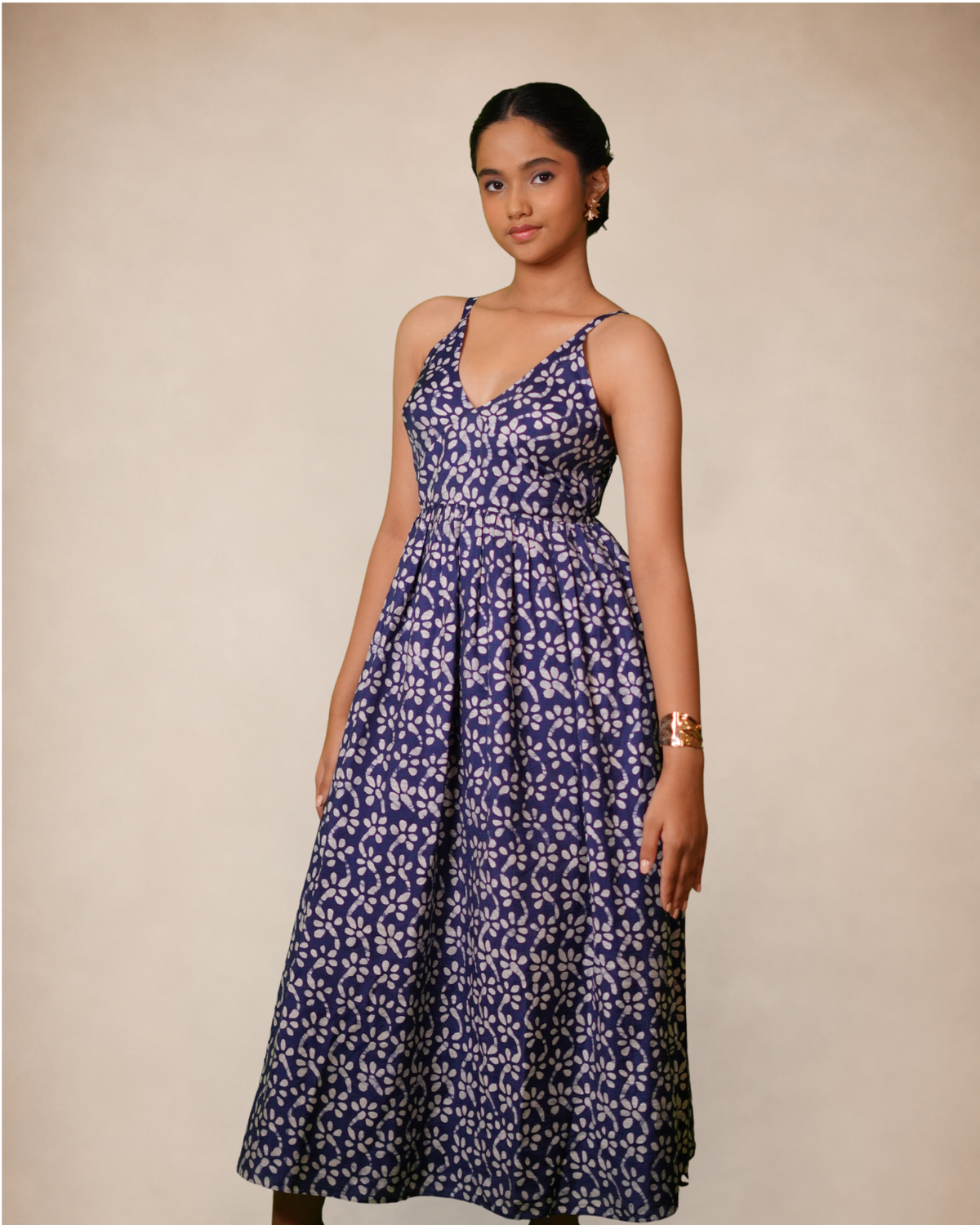 floral print ,blue maxi summer dress