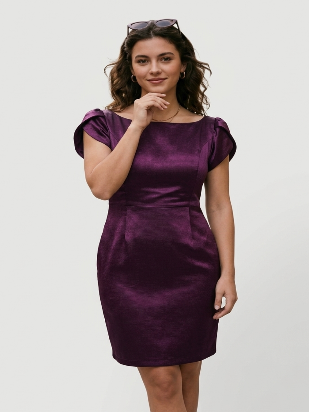 Tulip Sleeve Mini Dress- Wine