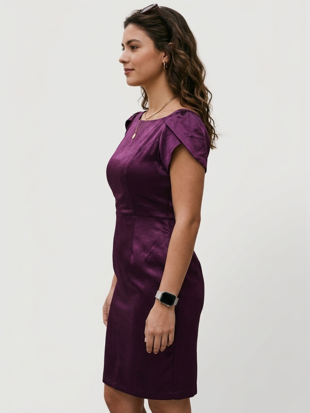 Tulip Sleeve Mini Dress- Wine