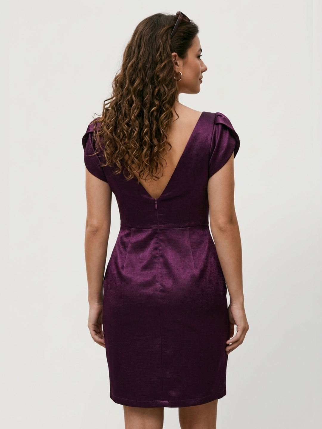 Tulip Sleeve Mini Dress- Wine