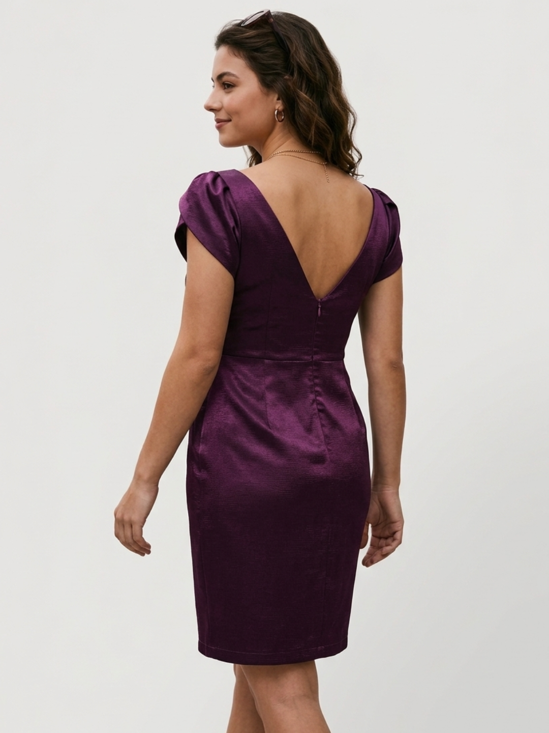 Tulip Sleeve Mini Dress- Wine