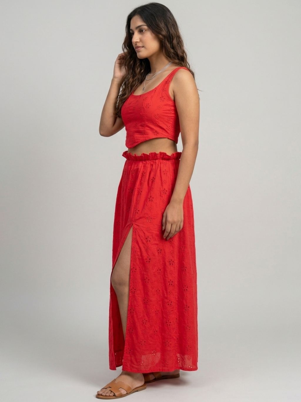 Top & Skirt Set- Crimson Red