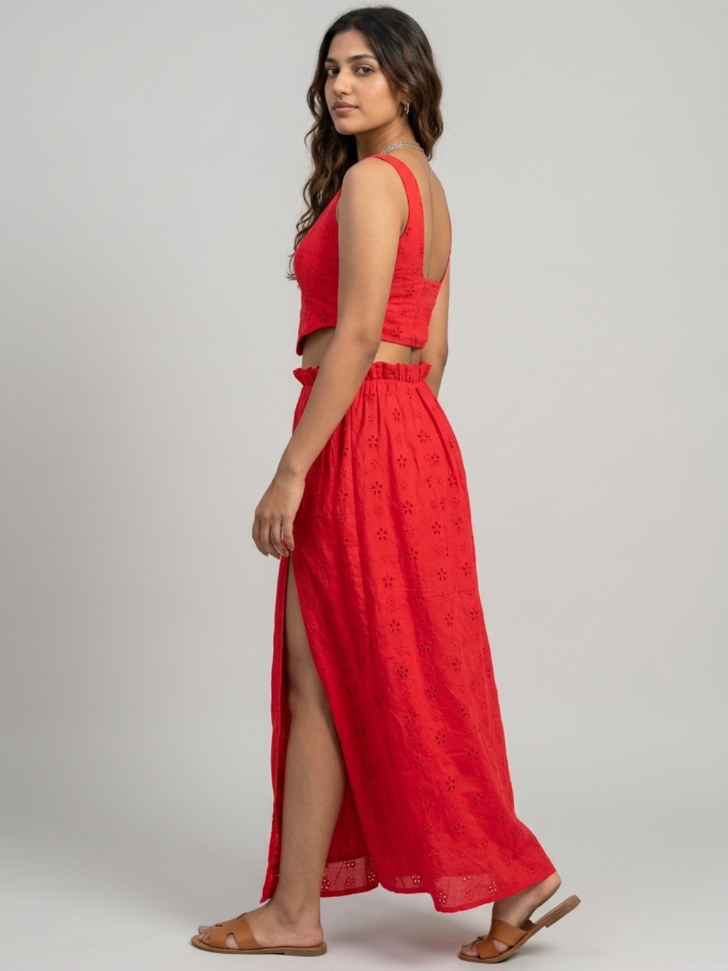 Top & Skirt Set- Crimson Red