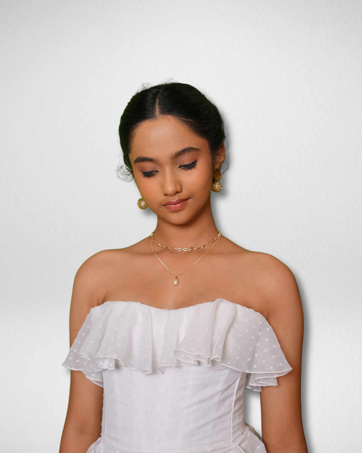 ZARA White Ruffles Dress, Rareism Party Dress, House of Fett Corset Evening Party Dress